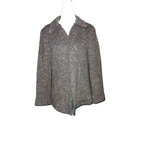 Rentfrew Jacket Coat S USA Brown Speckled Woman Collared Full Zip vintag…